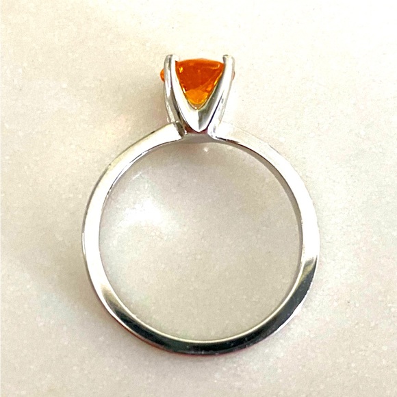 BRAND NEW 1.21 Carat Orange Sapphire Platinum Ring, Sz 6.25 - Picture 11 of 15